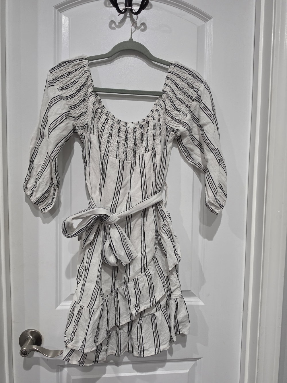 Striped White and Black Smocked Women’s Dress By Sugar Lips
